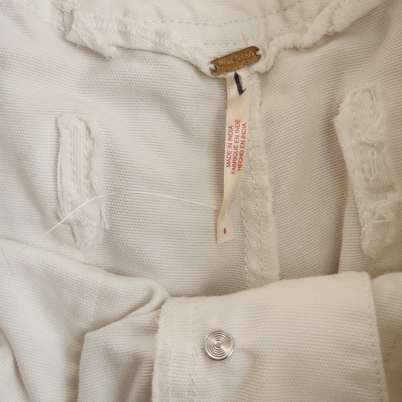 Free People Wide Leg White Button Pants - Picture 8 of 9